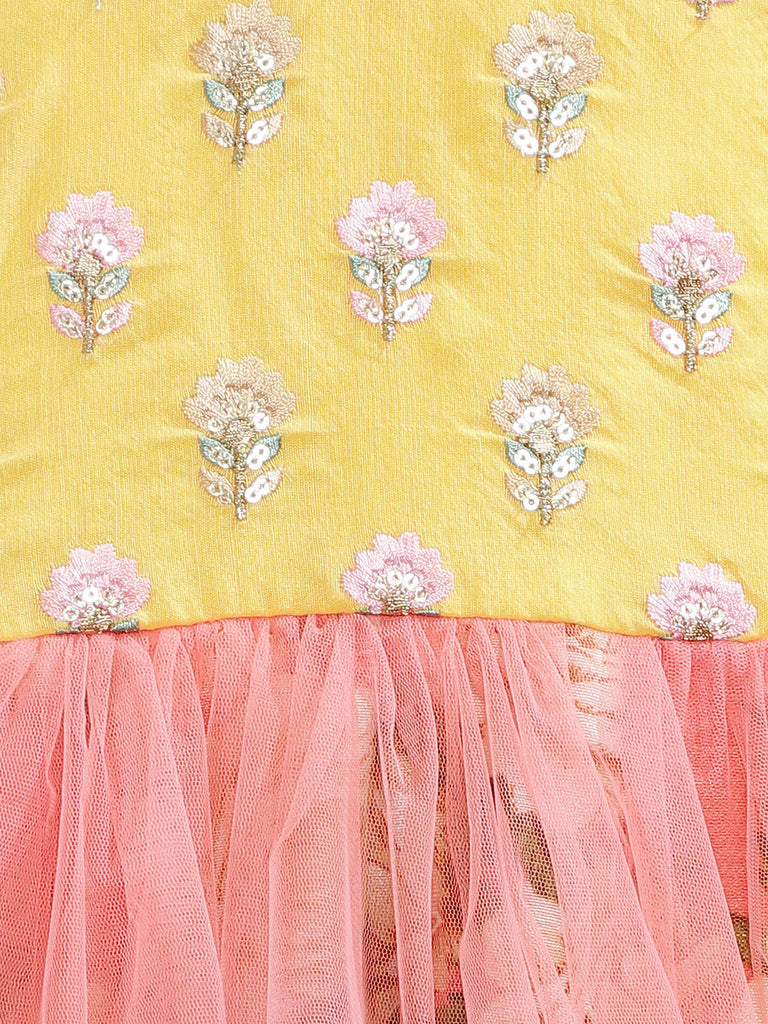 Kids Girls Flared Sleeveless Yellow Dress