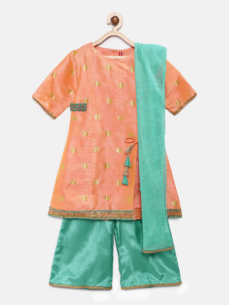 Kids Girls Flared Three-Fourth Peach Skd