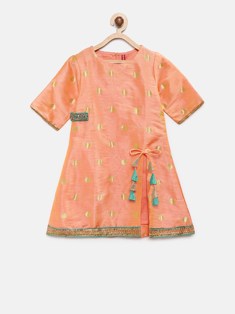 Kids Girls Flared Three-Fourth Peach Skd