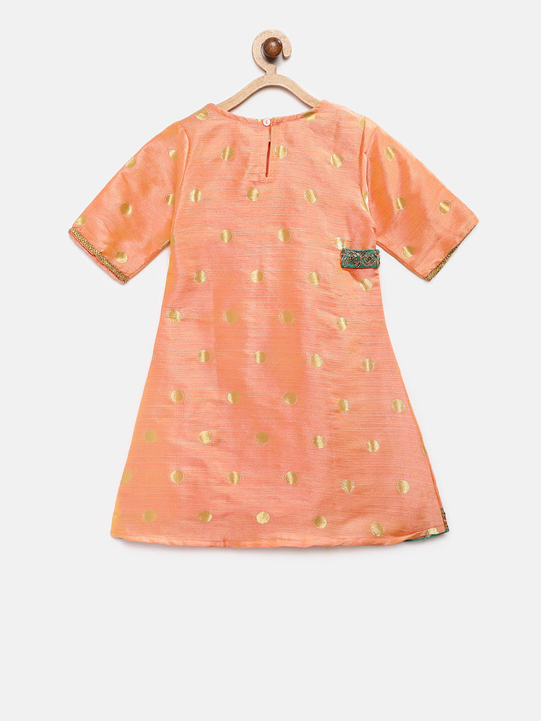 Kids Girls Flared Three-Fourth Peach Skd