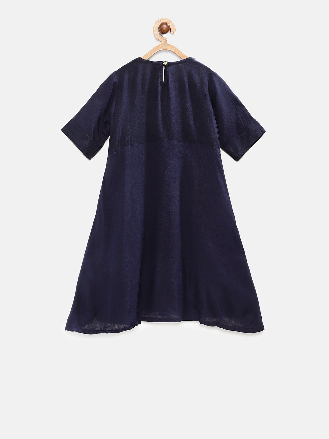 Kids Girls Flared Three-Fourth Navy Dress