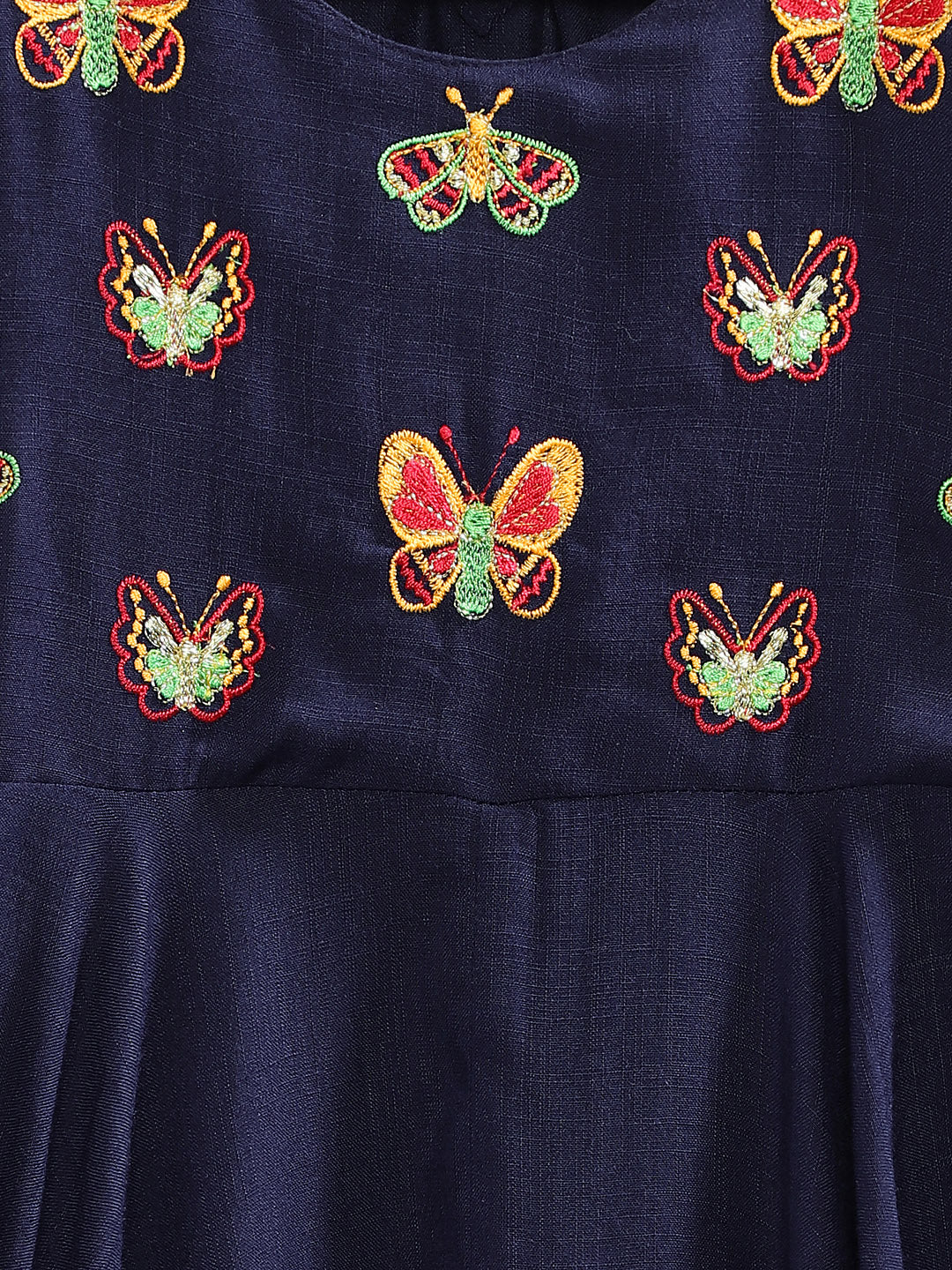 Kids Girls Flared Three-Fourth Navy Dress