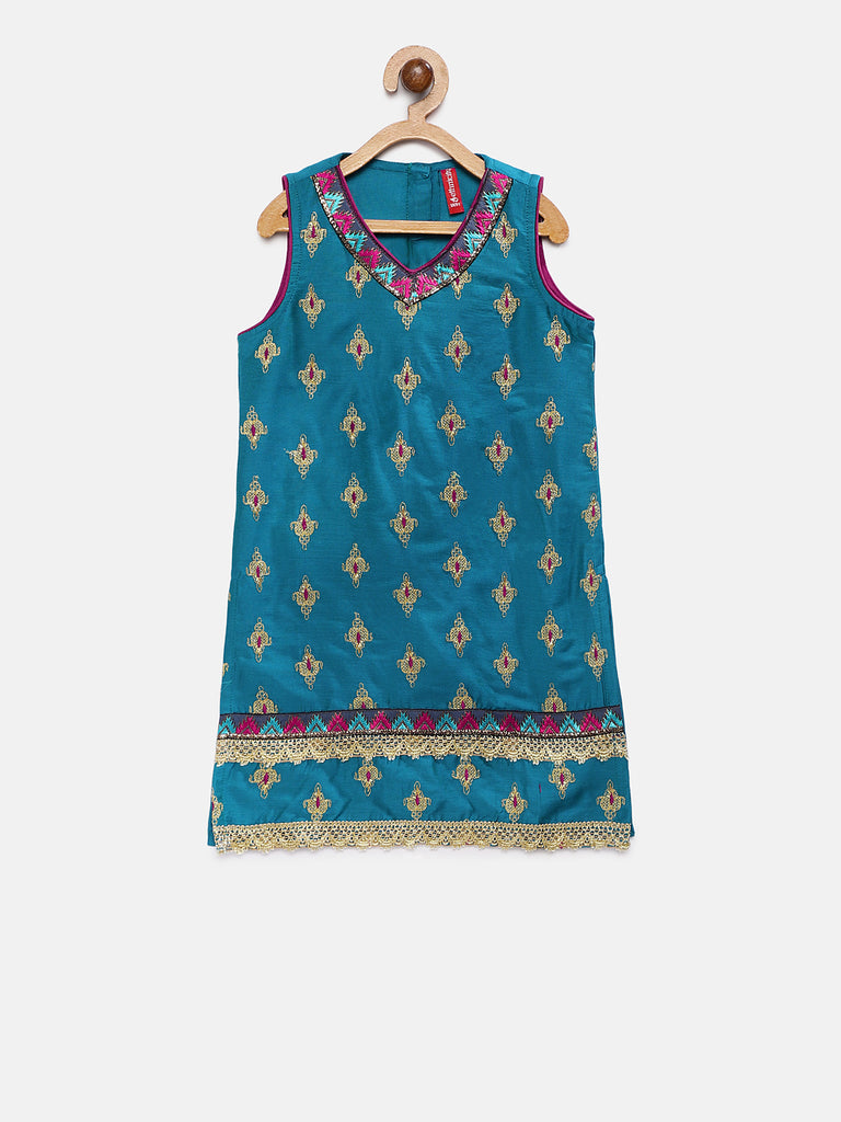 Kids Girls A Line Sleeveless Teal Skd
