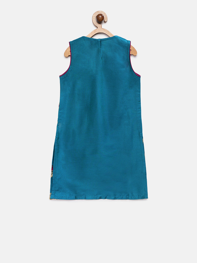 Kids Girls A Line Sleeveless Teal Skd