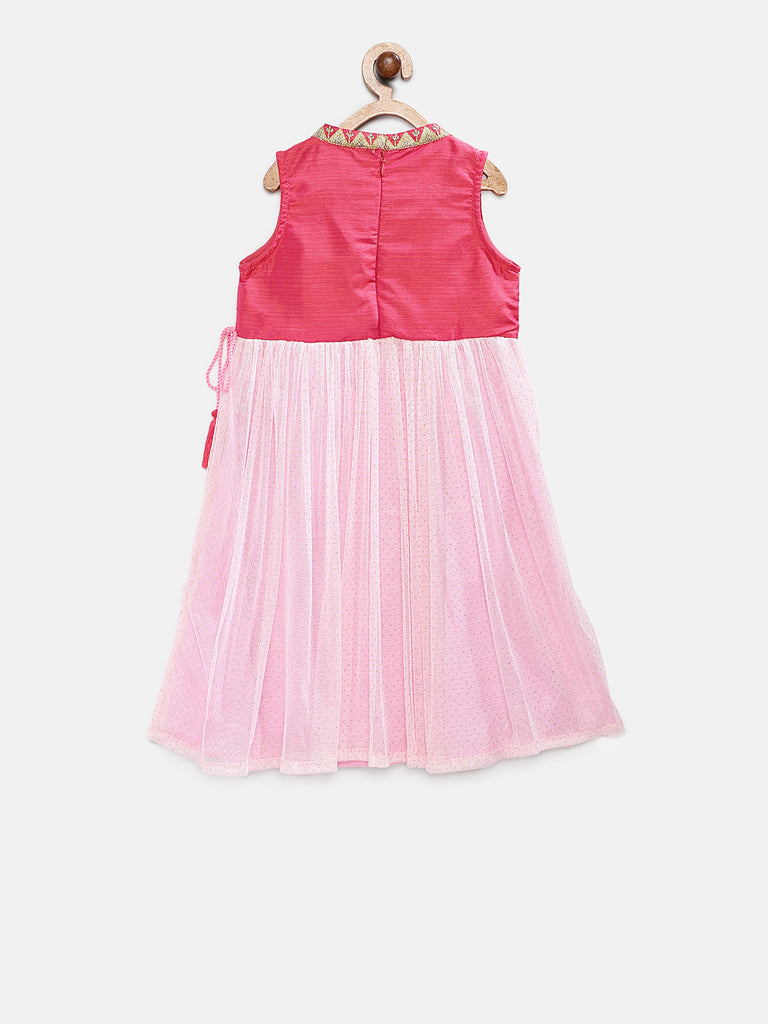 Kids Girls Flared Sleeveless Pink Dress
