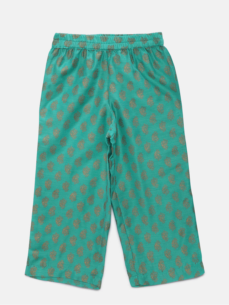 Kids Girls A Line Sleeveless Green Skd