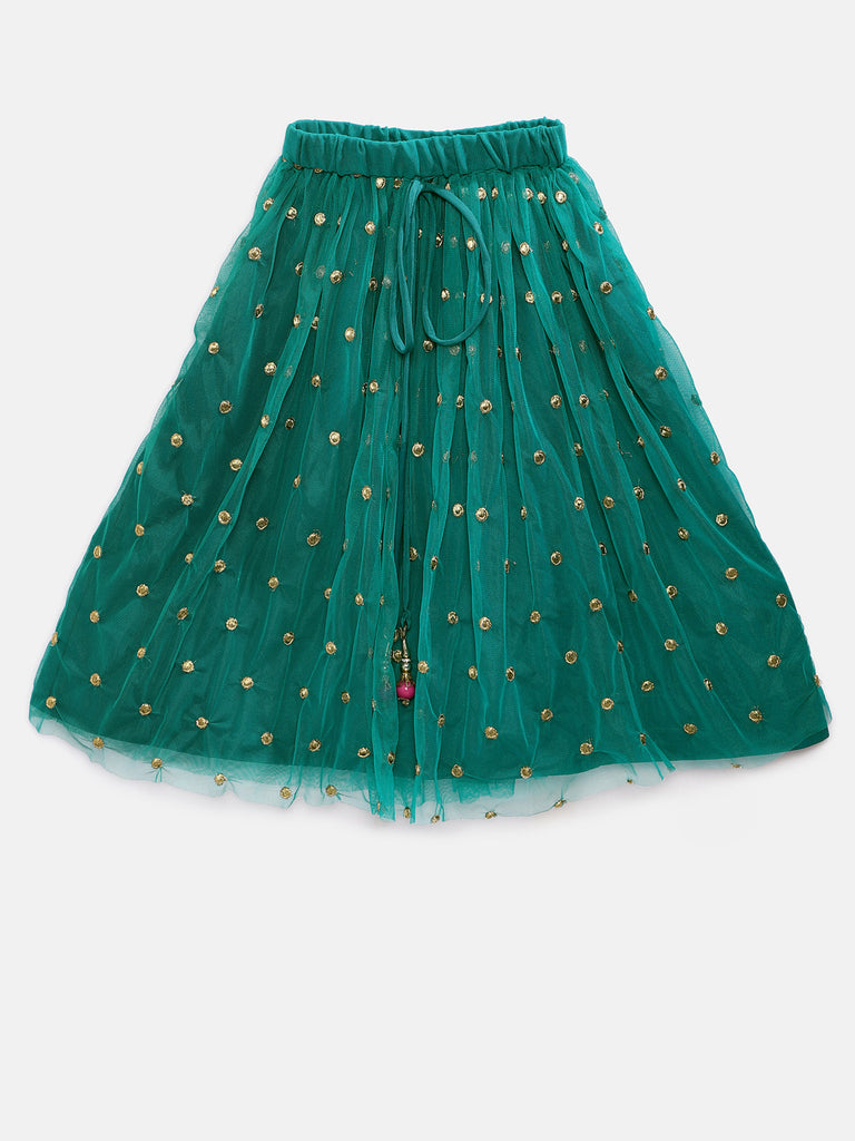 Kids Girls Flared Three-Fourth Fuchsia Lehenga Set