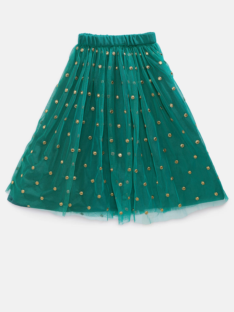 Kids Girls Flared Three-Fourth Fuchsia Lehenga Set
