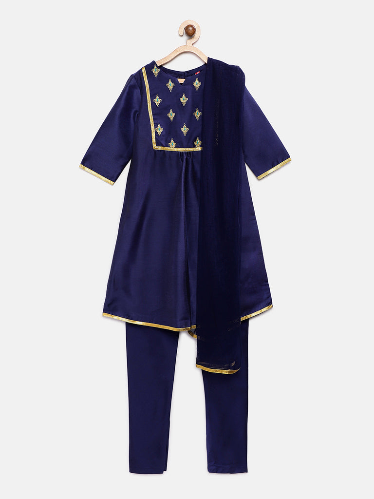 Kids Girls A Line Three-Fourth Royal Blue Skd