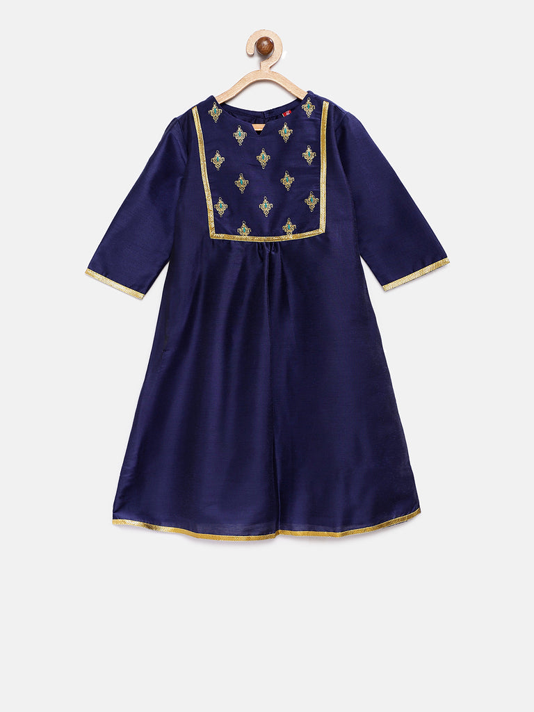Kids Girls A Line Three-Fourth Royal Blue Skd