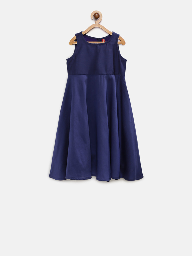 Kids Girls Flared Cap Sleeve Royal Blue Dress