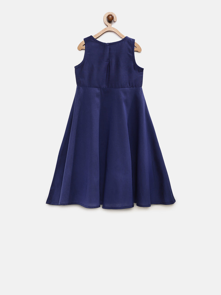 Kids Girls Flared Cap Sleeve Royal Blue Dress