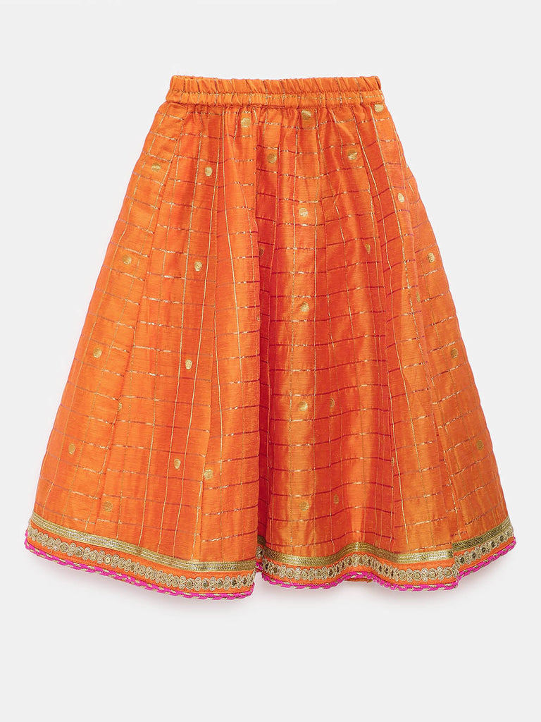 Kids Girls Flared Sleeveless Pink Lehenga Set