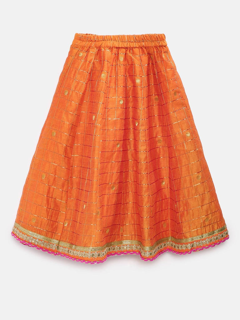 Kids Girls Flared Sleeveless Pink Lehenga Set