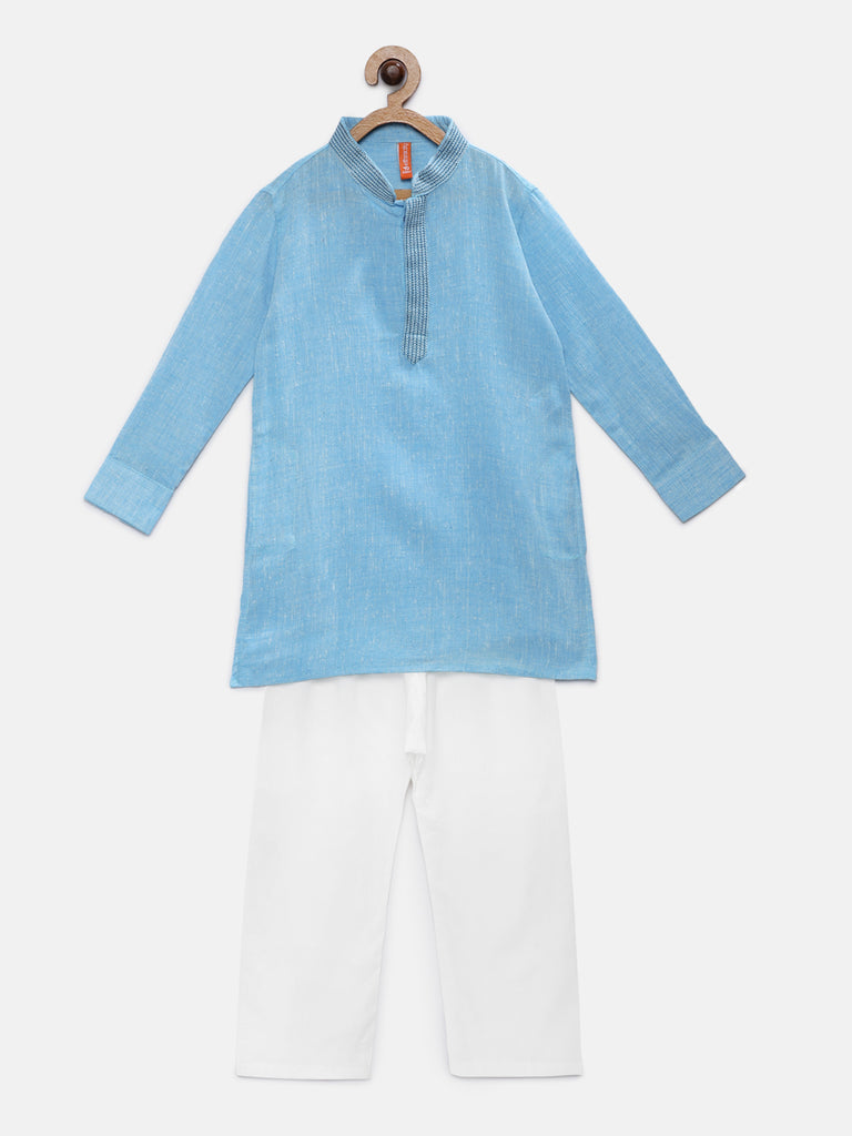 Kids Boys Straight Full Sleeve Sky Blue Kp Set