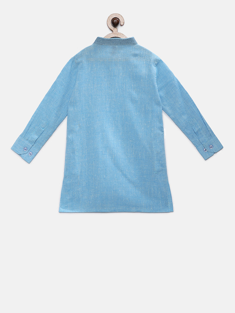 Kids Boys Straight Full Sleeve Sky Blue Kp Set