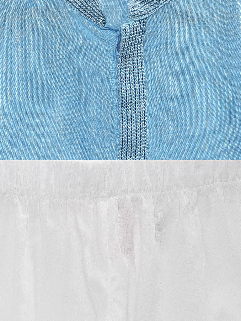 Kids Boys Straight Full Sleeve Sky Blue Kp Set