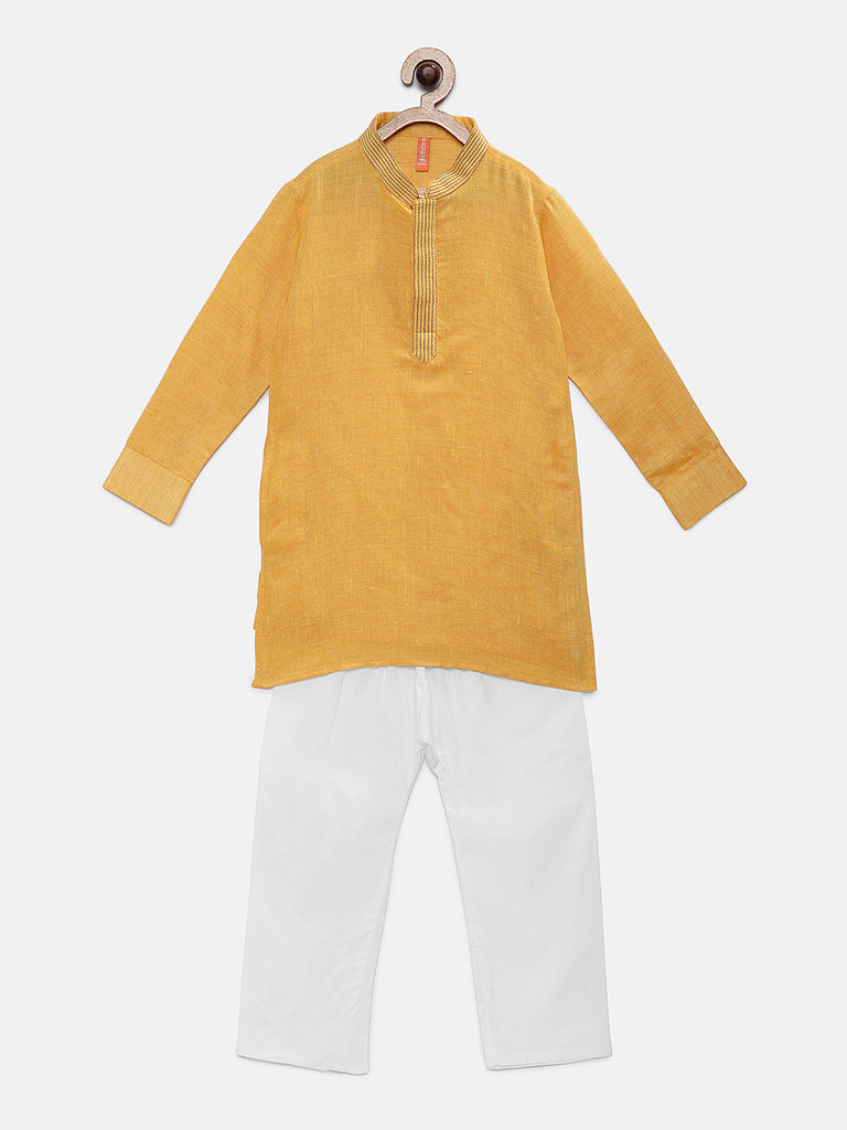 Kids Boys Straight Full Sleeve Yellow Kp Set