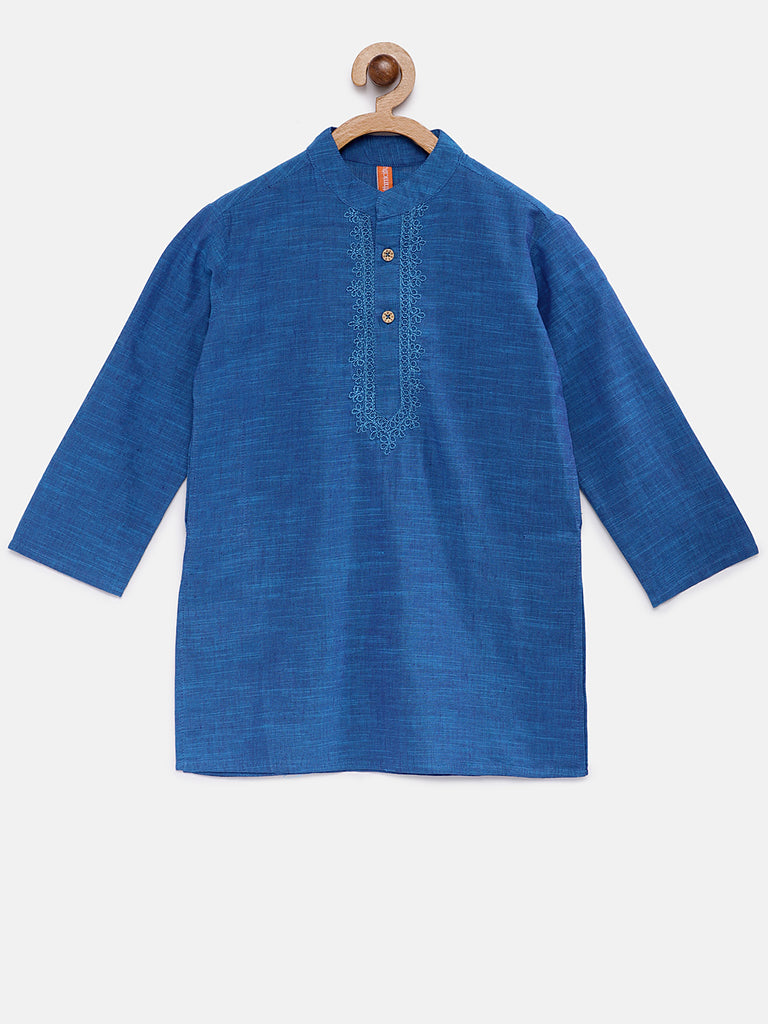 Kids Boys Straight Full Sleeve Blue Kurta