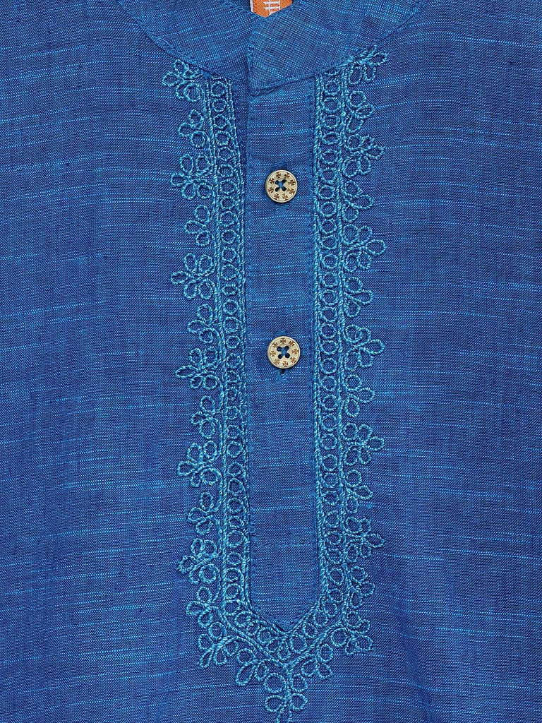 Kids Boys Straight Full Sleeve Blue Kurta