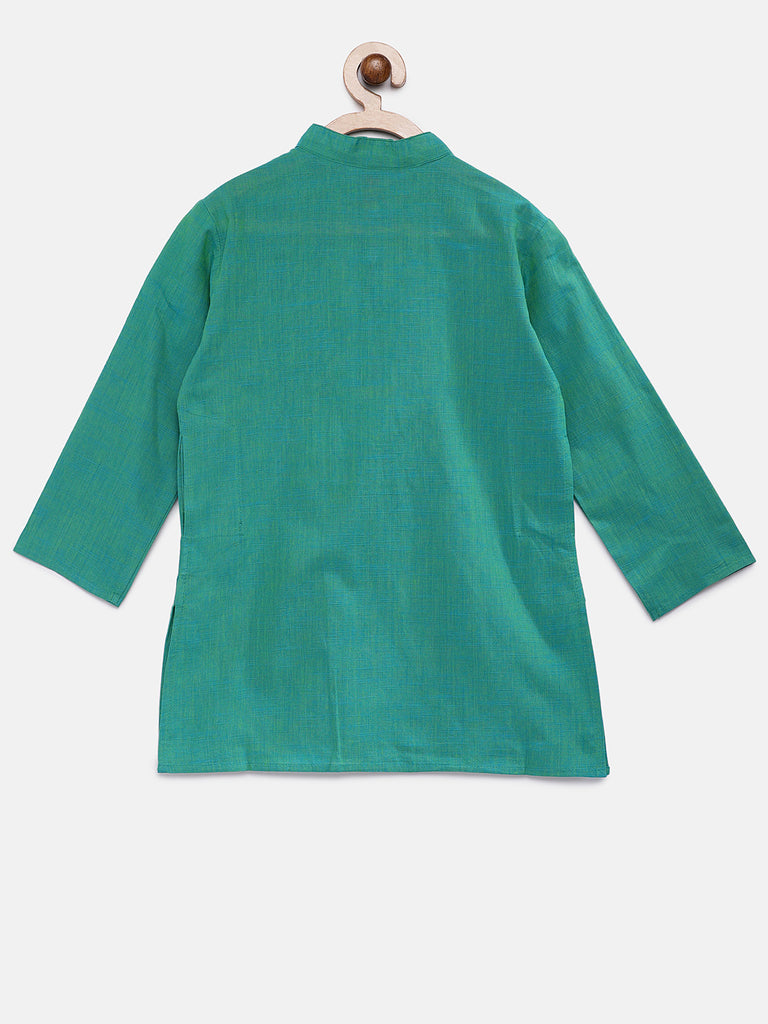Kids Boys Straight Full Sleeve Green Kurta