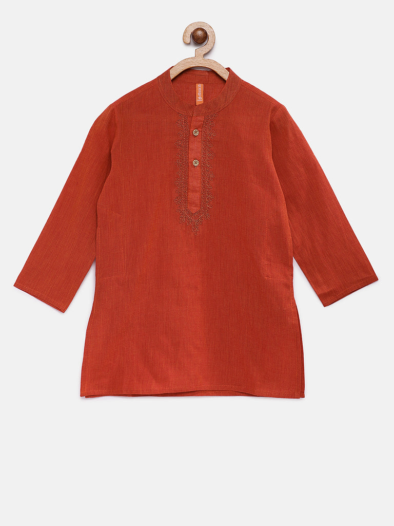Kids Boys Straight Full Sleeve Red Kurta