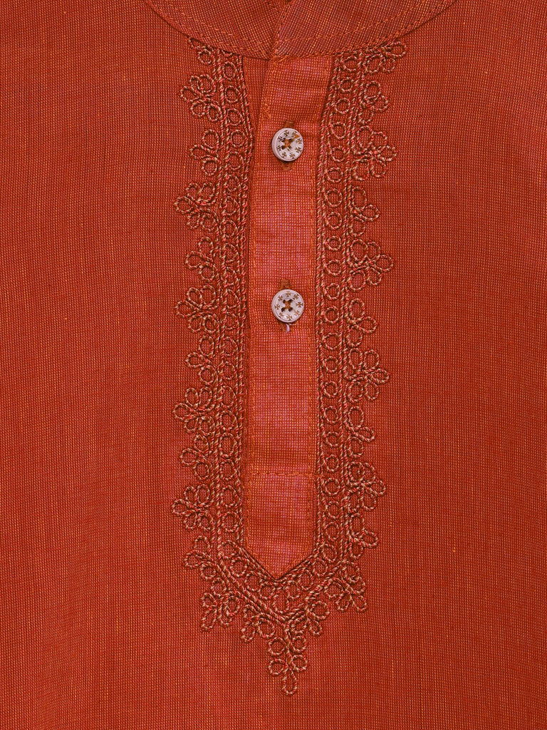 Kids Boys Straight Full Sleeve Red Kurta
