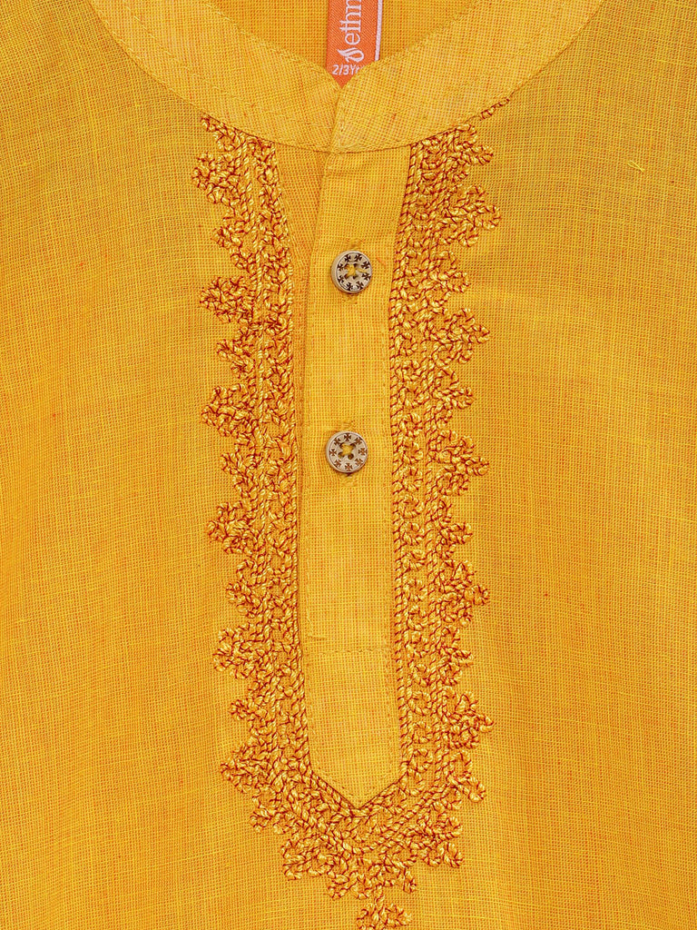Kids Boys Straight Full Sleeve Yellow Kurta