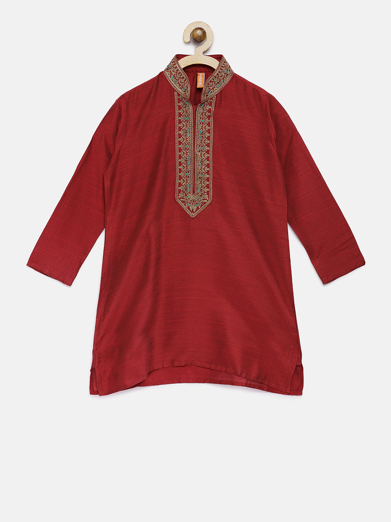 Kids Boys Straight Full Sleeve Maroon Kp Set