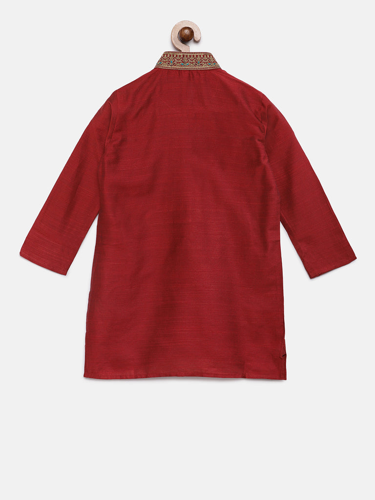 Kids Boys Straight Full Sleeve Maroon Kp Set