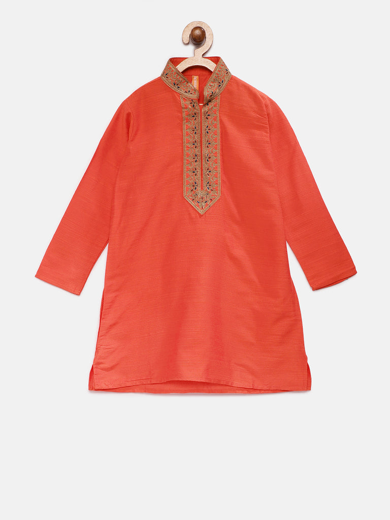 Kids Boys Straight Full Sleeve Orange Kp Set