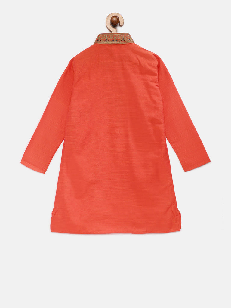 Kids Boys Straight Full Sleeve Orange Kp Set