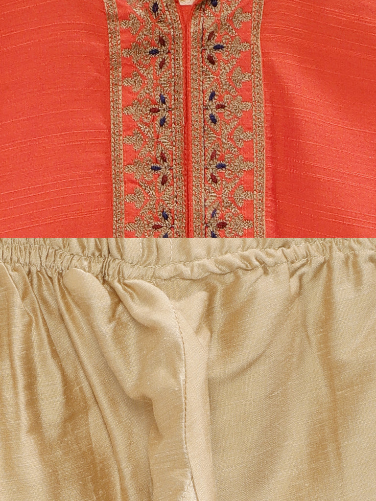 Kids Boys Straight Full Sleeve Orange Kp Set