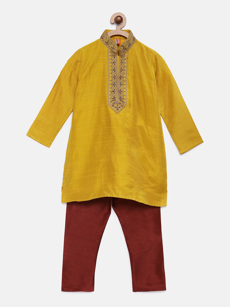 Kids Boys Straight Full Sleeve Yellow Kp Set