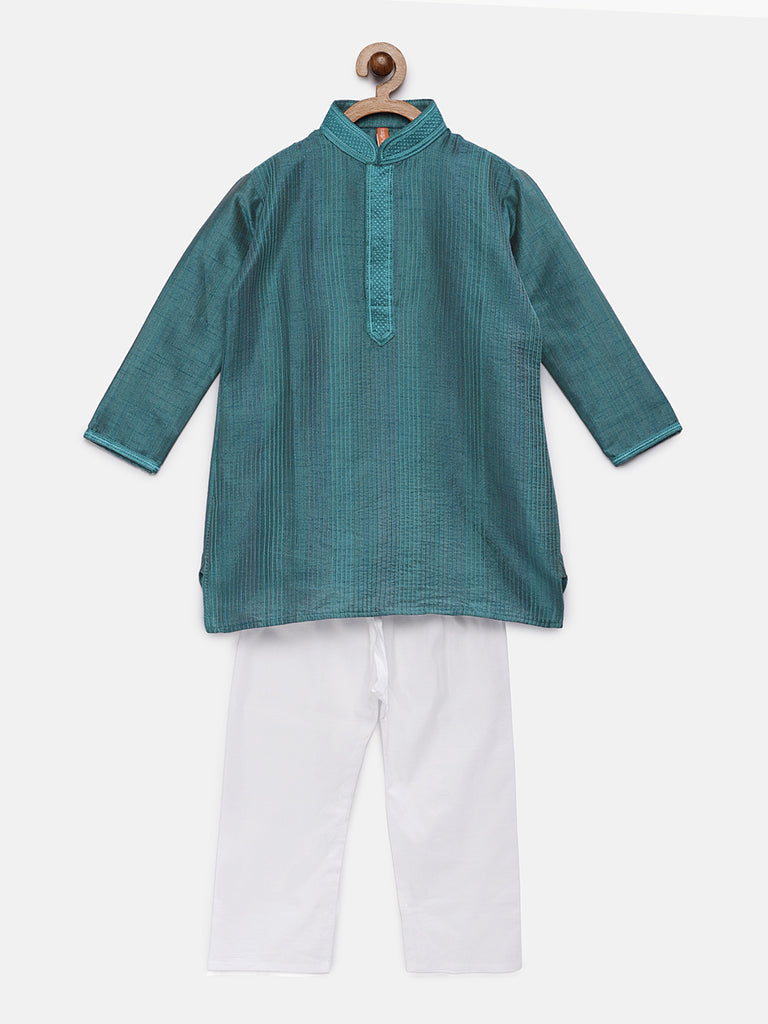 Kids Boys Straight Full Sleeve Teal Kp Set