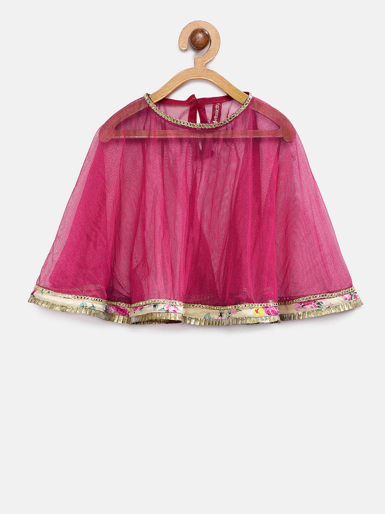 Kids Girls Flared Sleeveless Pink Skd