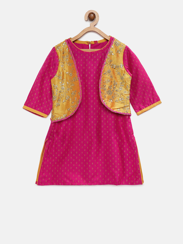 Kids Girls Straight Three-Fourth Pink Skd