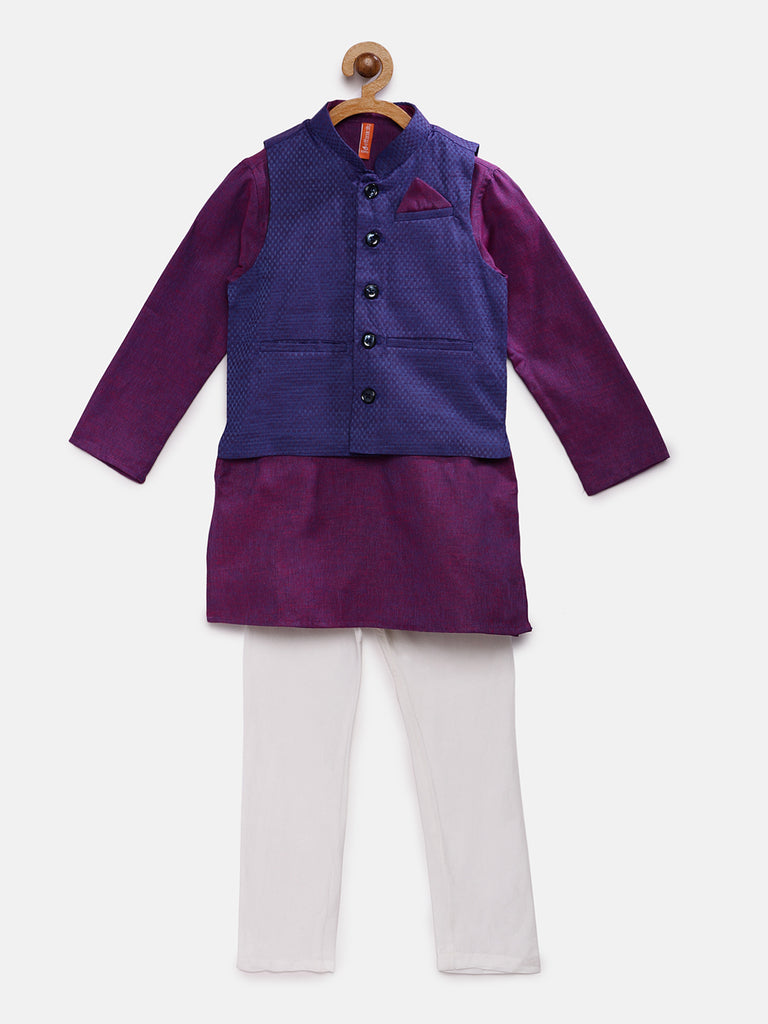 Kids Boys Straight Full Sleeve Royal Blue Kpj Set