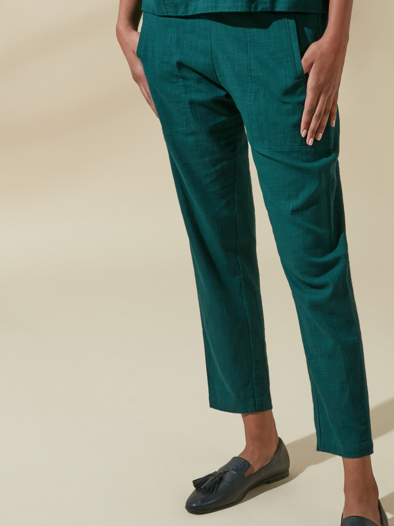 Teal Straight Fit Pants