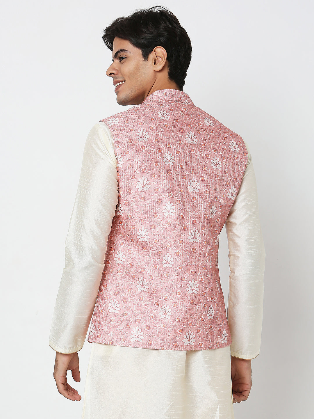 Men's Pink Polyester Floral Jackets