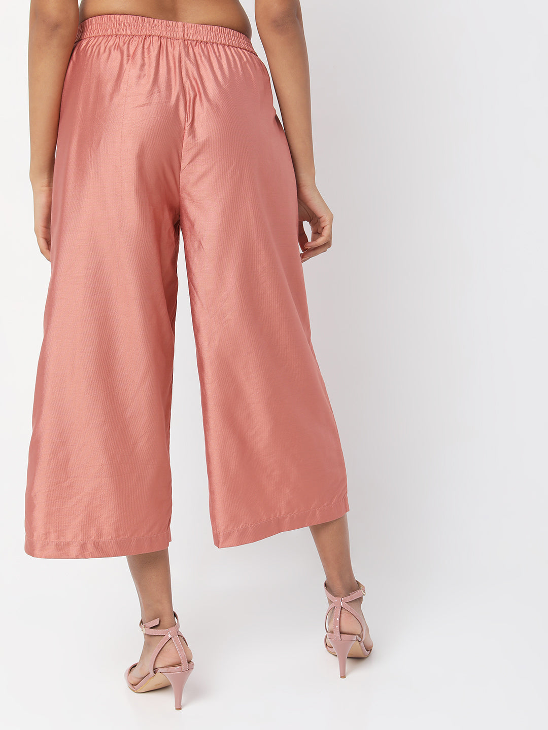 Women's Peach Gadhwaal Solid Palazzo