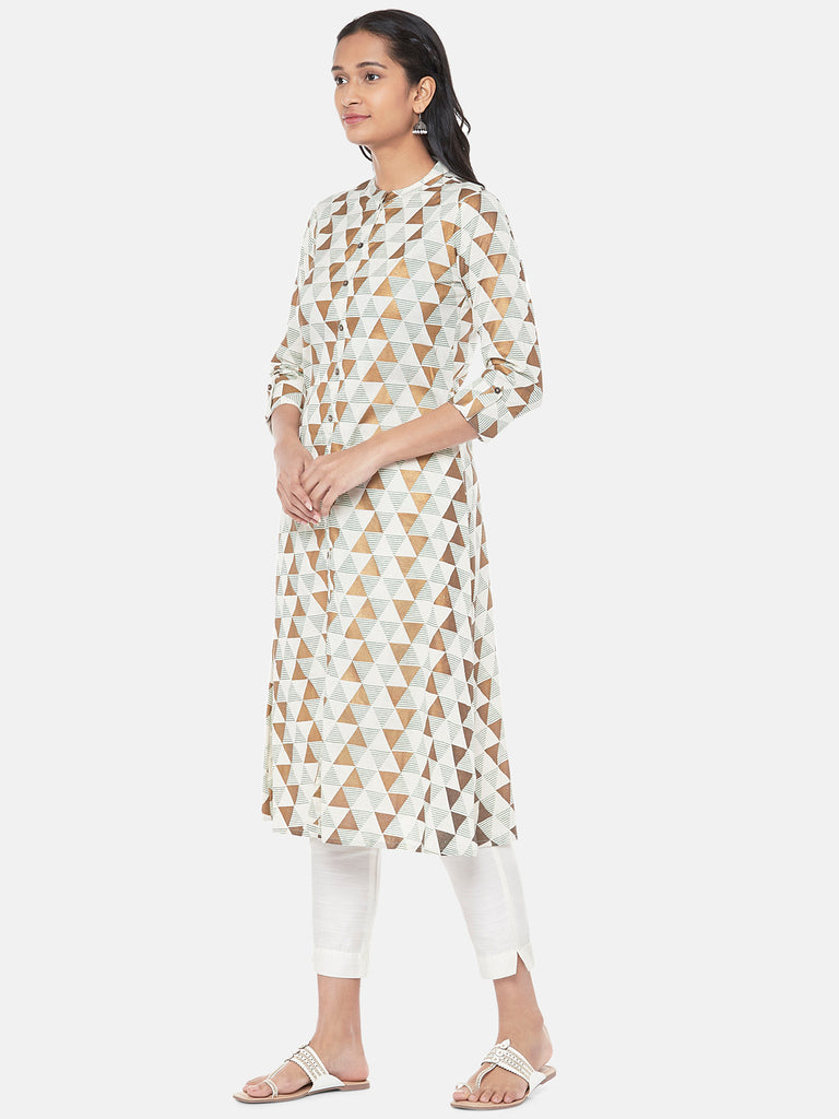 Powerloom Three-Fourth Straight Women Green Kurta