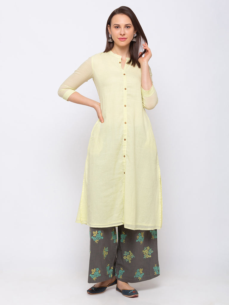 Women's Mint Green Cotton  Kurta