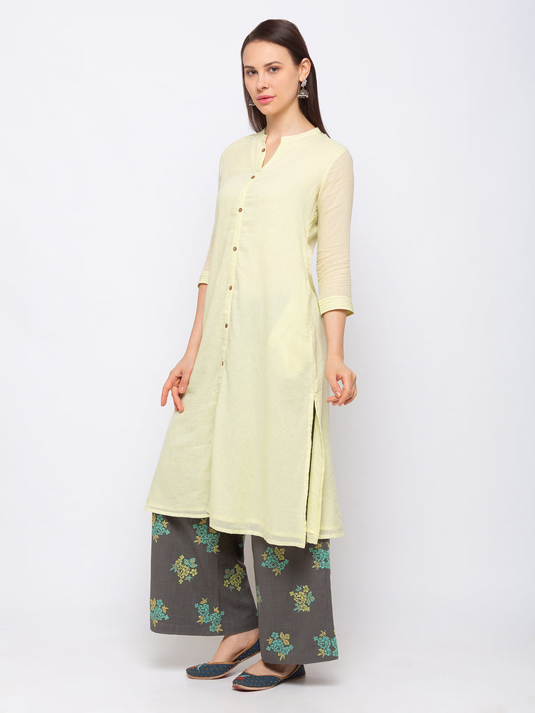 Women's Mint Green Cotton  Kurta