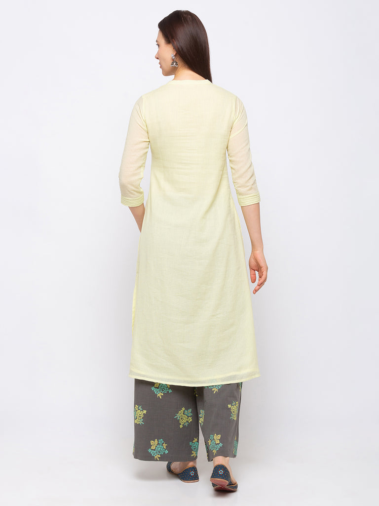Women's Mint Green Cotton  Kurta