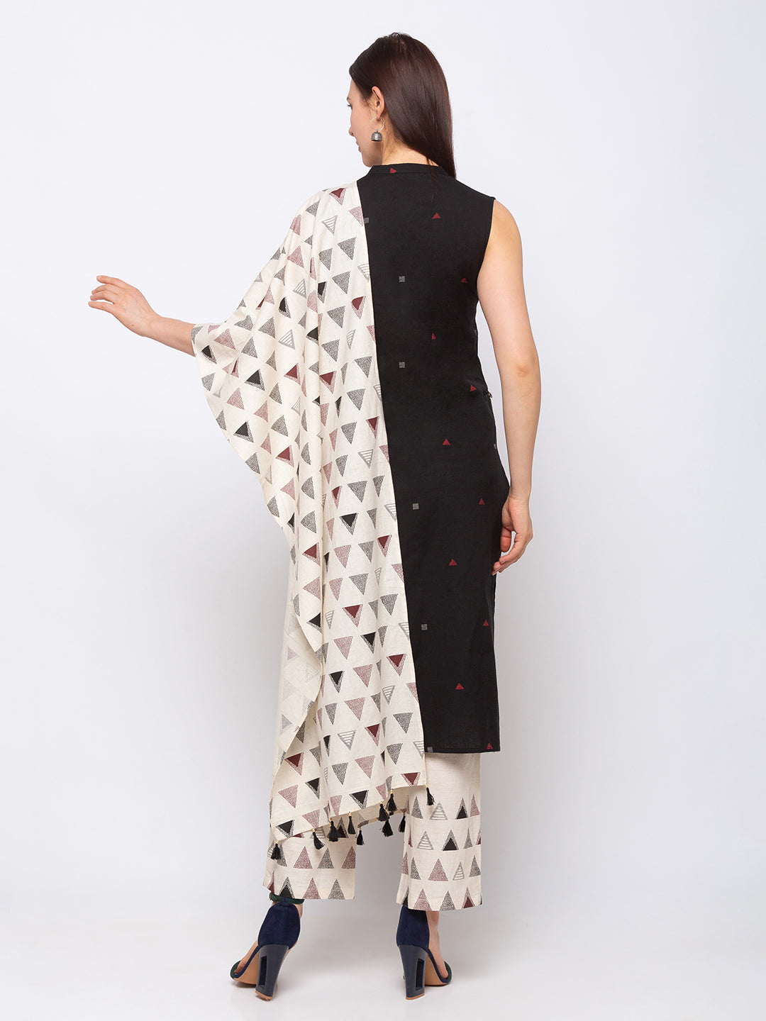 Casual Cotton Women Beige Palazzo And Dupatta Set