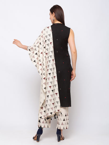 Casual Cotton Women Beige Palazzo And Dupatta Set