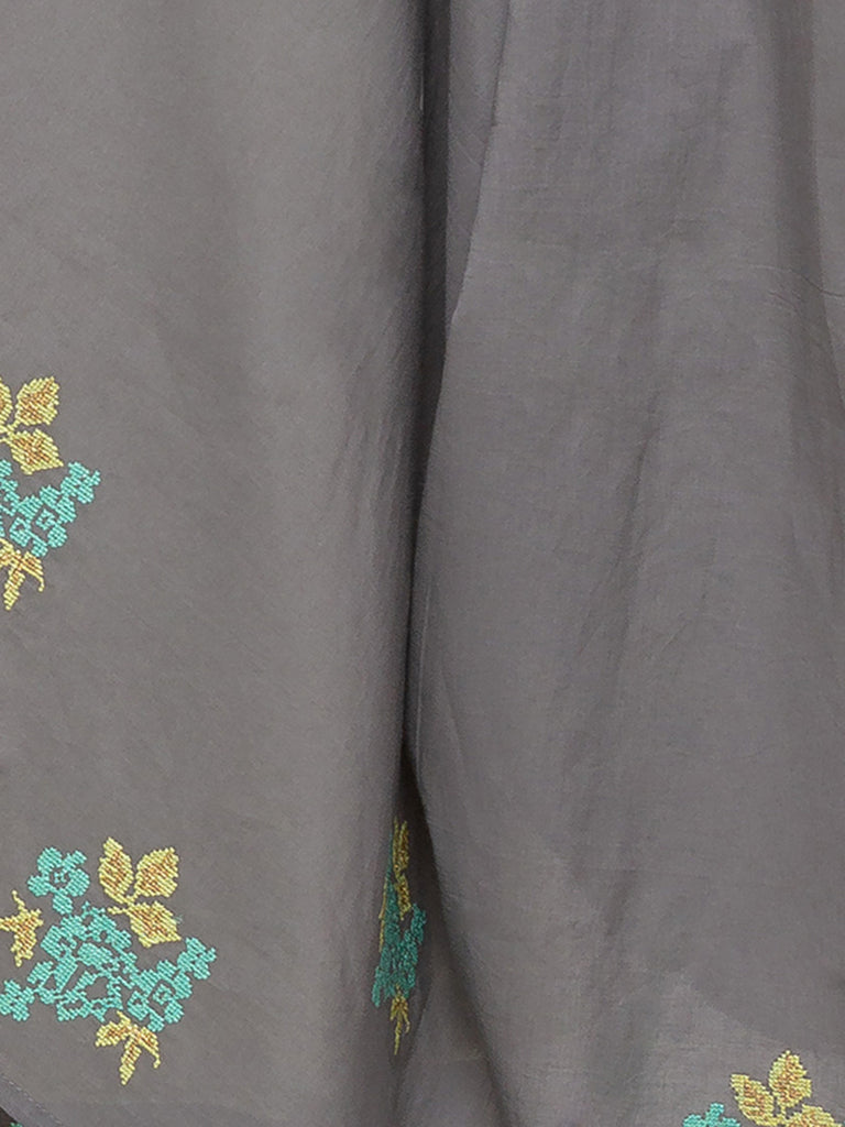 Core Cotton Women Grey Palazzo And Dupatta Set
