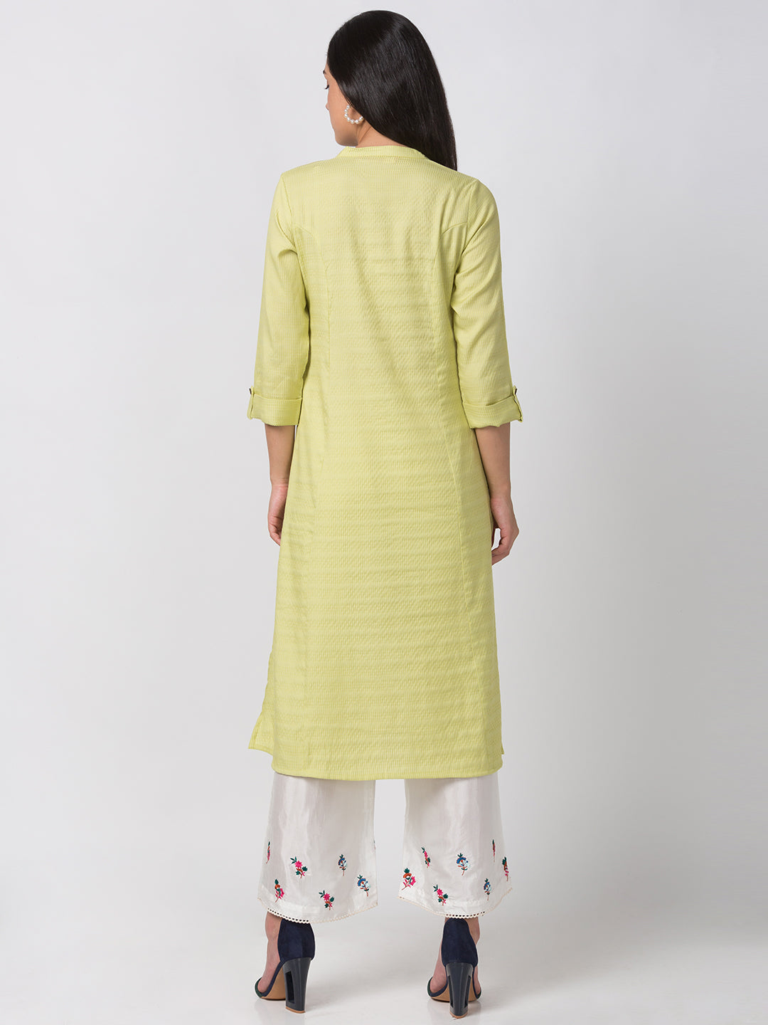 Women Straight Three-Fourth Sap Green Kurta