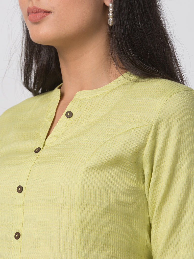 Women Straight Three-Fourth Sap Green Kurta